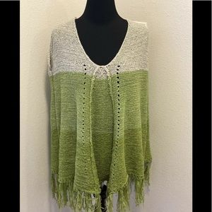BCBG Max Sport fringe lime green poncho *DEFECT